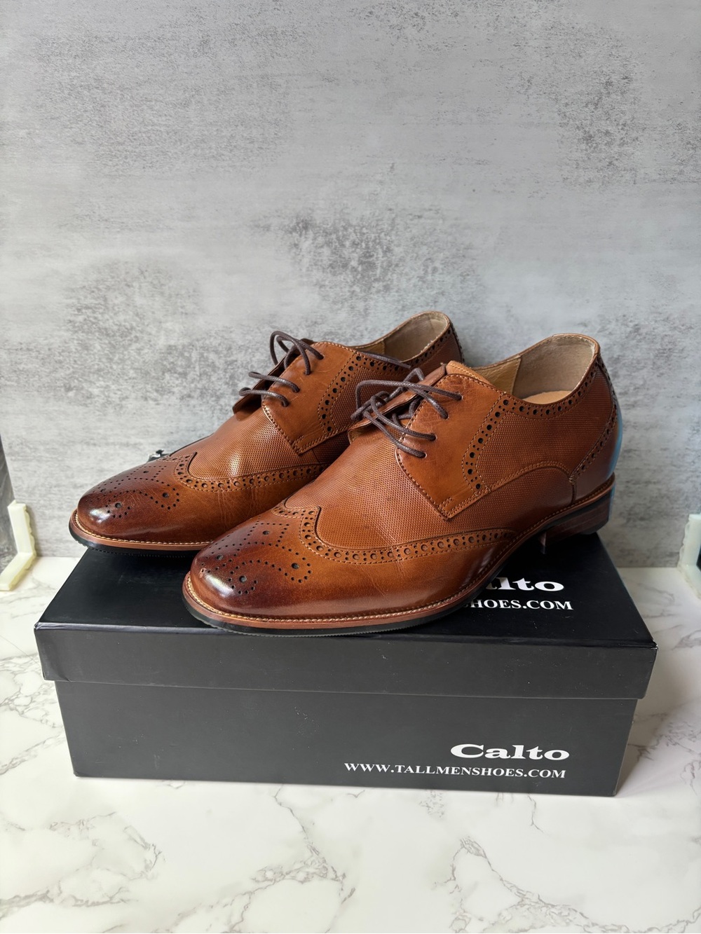 Men’s Calto Brown Elevator Dress Shoes